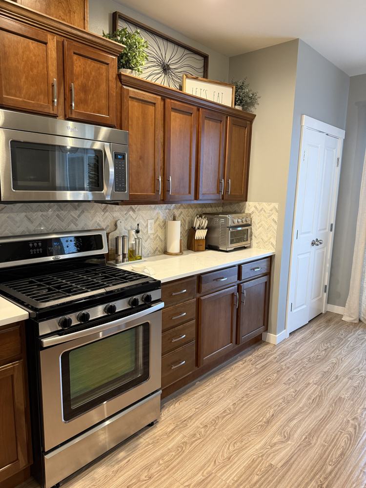 Kitchen counters and stove after cleaning